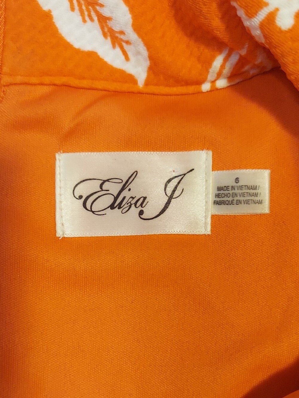 Eliza J Orange & White Floral Sleeveless V-Neck Lace Shift Dress Size 6 - Picture 4 of 11